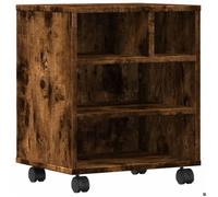 vidaXL Support d'imprimante avec roulettes et rangement chêne fumé 41x32x48 cm