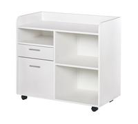 Support d'imprimante Vinsetto Caisson d'organisation de Bureau Roulant - Dim. 80l x 40P x 72H cm en Bois Blanc