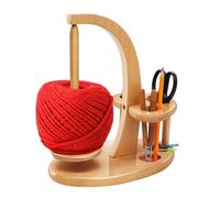 Support distributeur de fil en bois, support distributeur de crochet à 3 emplacements, système de bobine à rotation lisse de 24,5 x 13 cm avec base stable, outil de rangement durable, design