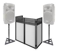Support DJ pliable - Ibiza DS30 - Avec étagère pour poser les appareils - avec 2 Supports d'enceintes SST02, jeux de lumières