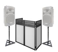 Support DJ pliable - Ibiza DS30 - Avec étagère pour poser les appareils - avec 2 Supports d'enceintes SST02, jeux de lumières