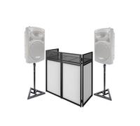 Support DJ pliable - Ibiza DS30 - Avec étagère pour poser les appareils - avec 2 Supports d'enceintes SST02, jeux de lumières