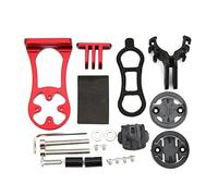 Support d'ordinateur de vélo avant Support étendu pour ordinateur de vélo GPS de vélo Edge CatEye Corps en alliage CNC avec adaptateurs en plastique (Rouge)