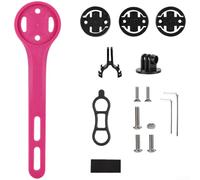 Support d'ordinateur de vélo en nylon léger pour vélo de route avec supports de positionnement central du guidon pour Garmin For Bryton via des bases adaptateurs dédiées (rose rouge)