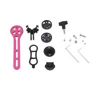Support d'ordinateur de vélo pour guidon intégré, extension centrale GPS compatible avec Garmin, Bryton, Cateye, support de vélo en nylon avec support d'éclairage et 3 adaptateurs, noir (rose)