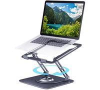 Support D'ordinateur Portable de Bureau à Base Pivotante à 360°, RéGlable en Hauteur, Support D'ordinateur Portable en Aluminium, Compatible avec Ordinateur Portable Macbook Pro 10-17 Pouces (Gris)