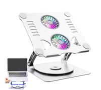 Support d'ordinateur réglable avec base rotative 360, support d'ordinateur portable pliable,Porte-ordinateur rotatif à 360 degrés réglable avec ventilateur de refroidissement | Support de carnet porta