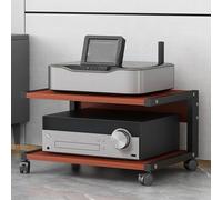 Support Double Couche pour Console de Jeux vidéo avec roulettes, Compatible avec PS5, Lecteur DVD, Lecteur CD, projecteur et Autres appareils. Fabriqué en Teck, Dimensions : 50 x 40 x 30 cm.
