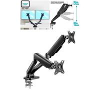 SUPPORT DOUBLE ECRAN PC Standards incurvés Support de Moniteur de bureau 2 écrans 17-32 " 75x75 / 100x100 Mouvement Intégral Alumini