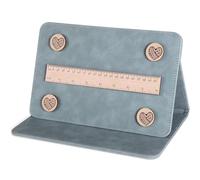 Support double face en cuir synthétique avec fermeture magnétique, support pliable, 4 aimants, règle décorative en bois, présentoir de patrons de tricot et de crochet