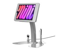 Support double kiosque - CTA en aluminium avec étui de verrouillage, câble, accès aux ports et base rotative à 360 degrés pour iPad Mini 6 (PAD-ASKM6) - Argent
