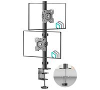 ONKRON Support Double Ecran PC 13-34, Bras Ecran PC 2 Ecran jusqu'à 16 kg - Pied Ecran PC Double VESA 100x100 / Inclination -45°/+45°, D208E-B Noir Noir G