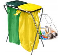 KADAX Porte-Sac Poubelle pour Interieur et Exterieur, Support Pratique pour Les Sacs de Recyclage d'une Capacité de 120L (Double: Jaune et Vert)