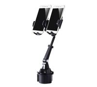 Support Double Téléphone Voiture - 315x85mm Support, Berceau Flexible Orientable | Fixation Sécurisée Accoudoir Central Rotation 360° Pour Chauffeurs Trajets Covoiturage, Tient Deux Appareils Antidéra