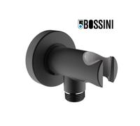 Support douchette fixe en laiton avec prise d'eau intégrée noir mat BLACK & WHITE - BOSSINI C120000073