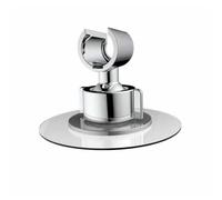 WENKO Support de pomme de douche 360°,support de douchette en plastique à fixer sans percer sur surface lisse avec tampon adhésif, pomme de douche réglable à 360°,L/P x H : diameter 8 x 7,5 cm,chrome