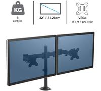 Fellowes reflex dual monitor arm - kit de montage - bras réglable - po