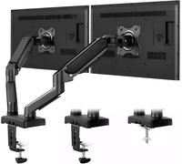 Support Ecran PC 2 Ecran de 17 à 32 Pouces Bras Ecran PC Réglable en Hauteur avec Inclinaison Rotation Swivel VESA 75/100mm Capacite de Charge 2-9kg