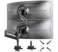Support Ecran-PC 2-Ecran pour 24-à-57 Pouces - Vertical Bras Ecran PC 2 Ecran, Ressort à Gaz Réglable en Hauteur Bras Double avec Incline Pivote et Tourne, Charge 2-27kg, VESA 75/100/200 mm, Noir