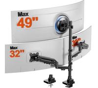 Support Ecran PC 3 Ecran pour Moniteurs 1 Fixe 49" et 2 Ressort Gaz 32"