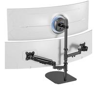 Support Ecran PC 3 Ecran pour Moniteurs 1 Fixe 49" et 2 Ressort Gaz 35"