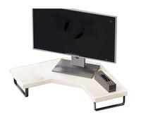 Support Ecran Pc d'angle en Bois avec Pieds en Fer, Pied Ecran, Plateforme de Bureau Ergonomique, étagère de Rangement pour Bureau à Domicile(White,Large)