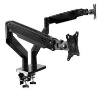 Support Écran PC Double 24-35"", Bras Réglable Hauteur, Inclinaison, Pivot, VESA 75/100, Ressort Gaz, Charge 2-15 kg