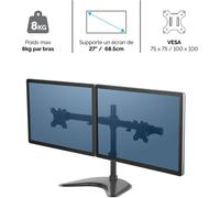 Support Double Ecran à poser Fellowes Professional jusqu'à 30" (8kg max/écran) (Noir)