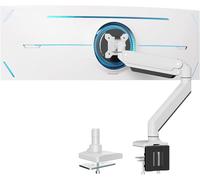 Support Écran PC Moniteur, Lourd Premium Aluminium Bras Articulé Ergonomique Ressort à Gaz pour Écrans 17""-49"", Hauteur Réglable Inclinaison Pivot et Fixation Bureau, 18 kg-White