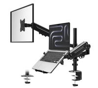 Support Ecran PC Portable avec Plateau pour Ordinateur Portable,2 en 1 réglable Double Bras Ecran PC pour Écran LCD LED de 17 à 35 Pouces ou Alors Ordinateur Portable jusqu'à 18 Pouces, Poids de 9kg