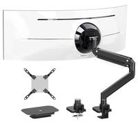 Support Ecran PC pour 17-57 Pouces et Support de Bureau pour TV, jusqu'à 27 kg, Bras Ecran PC en Aluminium de Haute qualité avec Ressort à gaz, Plaque de renforcement en Acier, VESA Max 200 x 200