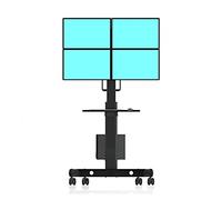 Support Ecran PC Support de moniteur à quatre écrans, support de moniteur au sol avec chariot mobile for moniteur à rouleau silencieux avec clavier et support hôte, noir Bras de Moniteur ( Size : 24"-