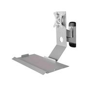 Support Ecran PC Swivel Head Silver Monitor Stand with Plain Keyboard Tray Non-Foldable Single Screen Accessoires de Bureau