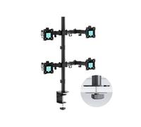 ONKRON Support Écran pour 4 PC de 13-32 Pouces, jusqu'à 8 kg chacun, VESA 75x75 et 100x100, Inclinable Pivotant Rotatif D421E-B Noir Noir