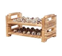 KingLin Support en bois pour œufs de caille, pigeon, à 2 niveaux, empilable pour 48 œufs frais, organisateur d'œufs de caille, décoration de cuisine rustique, support pour œufs
