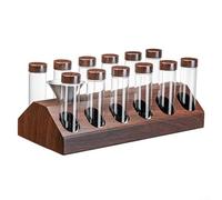 Support en acier inoxydable avec tubes en verre pour rangement et présentation du café (12 tubes)