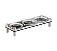 Support en acrylique à double niveau pour tasses et soucoupes avec cadre en acier inoxydable à 6 trous - Matériau durable - Économie d'espace - Organiseur pour comptoir de cuisine, café, restaurant (1