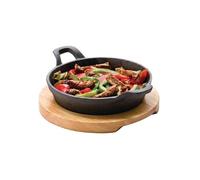 Support en Bois Clair pour Plat Rond en Fonte avec Oreilles GJ554