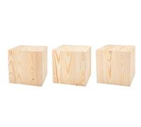 Support En Bois Pour Objets Décoratifs, Colonne Décorative Rustique Vintage À Personnaliser, Socle Stable Et Durable, À Peindre Ou Vernir Selon Vos Envies, Bois Naturel, 20x20x20 Cm Lot De 3
