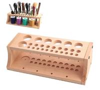 Support en bois pour outils de maroquinerie : support de bobine de fil à 27 fentes, support de bobines de fil en bois, support de bobine de rangement pour le cuir et la couture