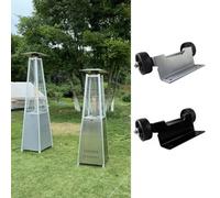 Support en fer pour verre - Installation simple en 1 minute - Solution de mobilité extérieure - Roues en nylon solide avec roue de chauffage de terrasse pyramide robuste pour kit (1 paquet) (argent)
