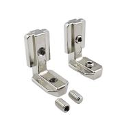Support En Forme De L Connecteur d'angle caché intérieur avec vis for profilé en aluminium, 10 pièces(45-M8 Silver)