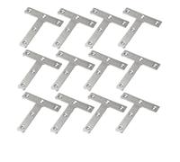 Support En Forme De L Plaque d'extrusion d'angle en acier inoxydable, fixation L/T, 12 pièces, connexion, équerre plate robuste(Silver)