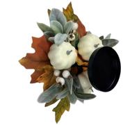 Support en métal pour décorations de vacances d'automne, Thanksgiving, centres de table, feuilles de citrouille réalistes et baies