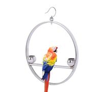 Support en métal pour perroquet | Support balançoire pour perroquet | Support à oiseaux avec crochet et double gamelle, accessoires pour animaux de compagnie pour perroquets et autres oiseaux