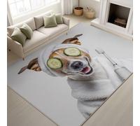 Support en TPR & Autocollants Antidérapants Tapiss - Abstrait Chien Concombre Brosse À Dents 120 x 160 cm - Lavable Tapis de Chambre Doux Tapis Poil Court de Salon Chambre Salle a Mang - Blanc