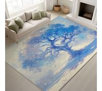 Support en TPR & Autocollants Antidérapants Tapiss -Anime, Esthétique Arbre Ancien, Flocons De Neige 50 cm x 80 cm-Lavable Tapis de Chambre Doux Tapis Poil Court de Salon Chambre Salle a Mang-Blanc
