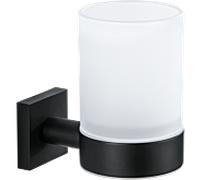 Support en verre Bravat Quaruna 753299 noir mat, à coller ou à visser