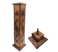 Support encens (encensoir) Tour en Bois sculpté à la Main en Inde - Design Exclusif et Unique. 30x8x8 cm - Poids 280 g. Porte-encens en Bois