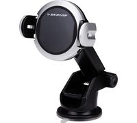 Support et chargeur de téléphone portable pour voiture Dunlop avec Qi pour tableau de bord/pare-brise - 65 à 92 mm, Noir